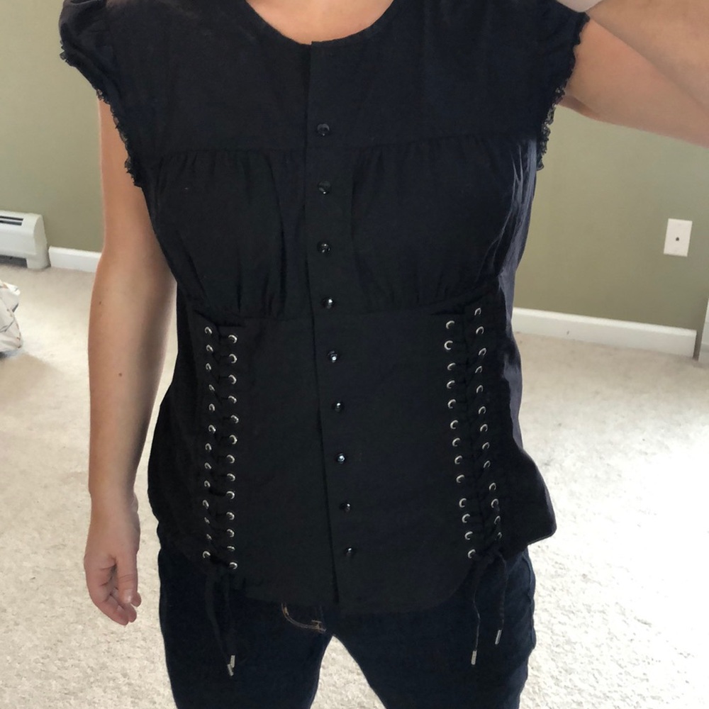 Black button up top